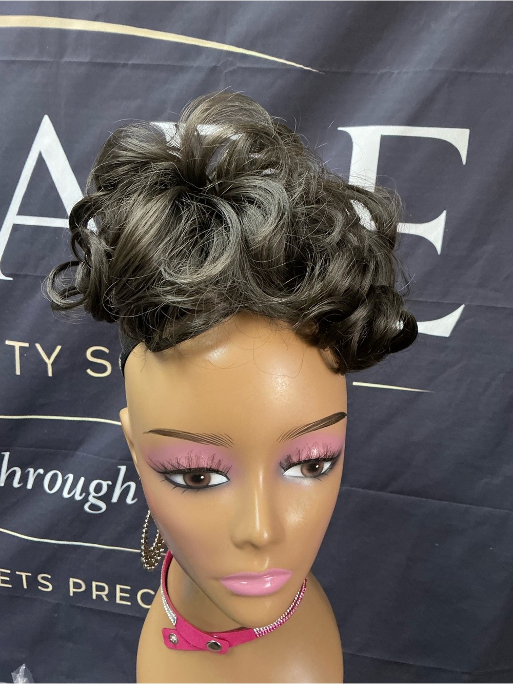 Stylish Short Curly Hairpiece in Dark Brown and Ash Gray - Women Hair